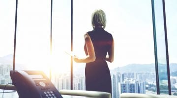 business woman and voip